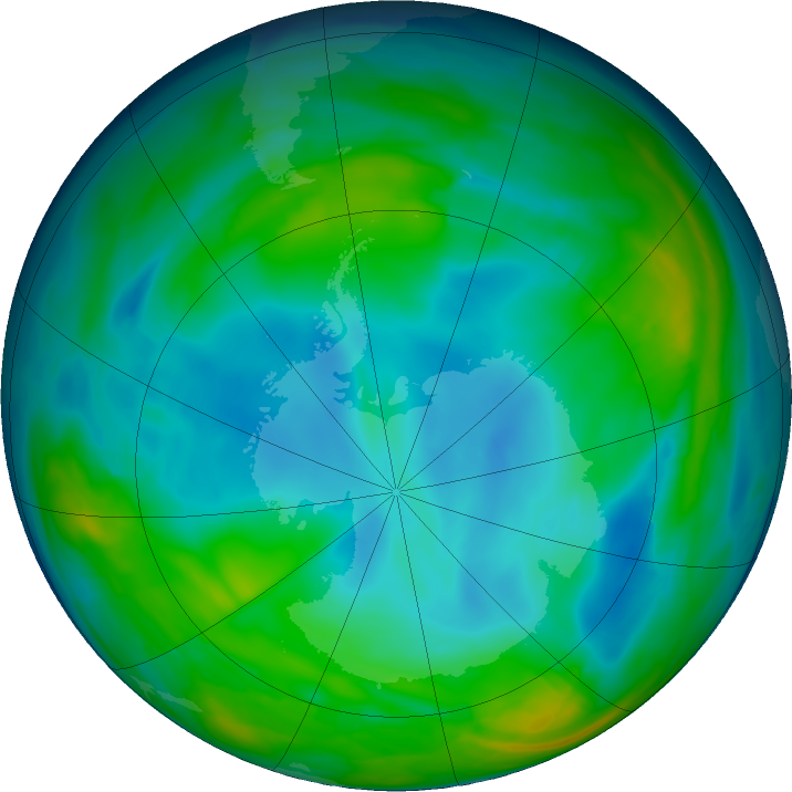 Antarctic ozone map for 14 June 2024
